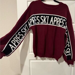 Burgundy Apres Ski Graphic Knit Sweater - Unbranded
